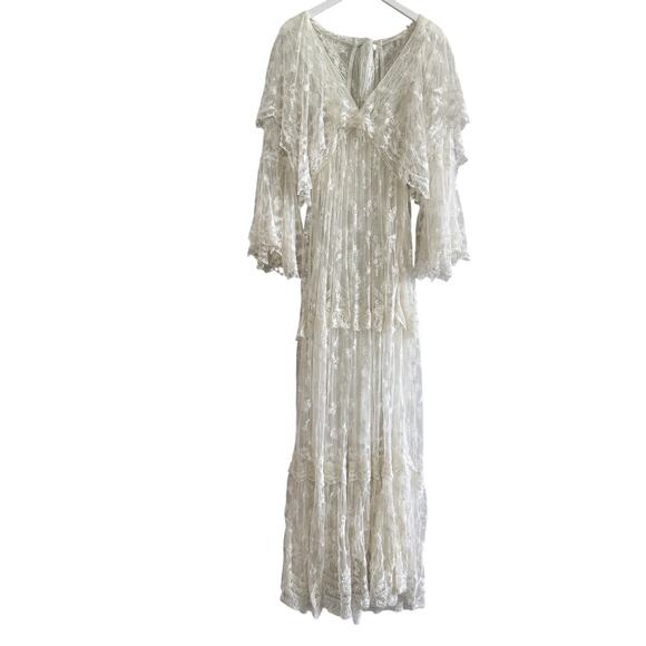 LoveShackFancy Roylan Lace Mesh Maxi Dress White - Picture 10 of 16